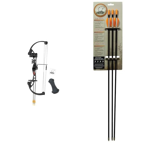 Bear Archery Brave Bow Set for Youth, Recommended Ages 8-12, Right Handed, Continuous Draw Weight Up to 25 lb., Continuous Draw Length Up to 19.5-inches