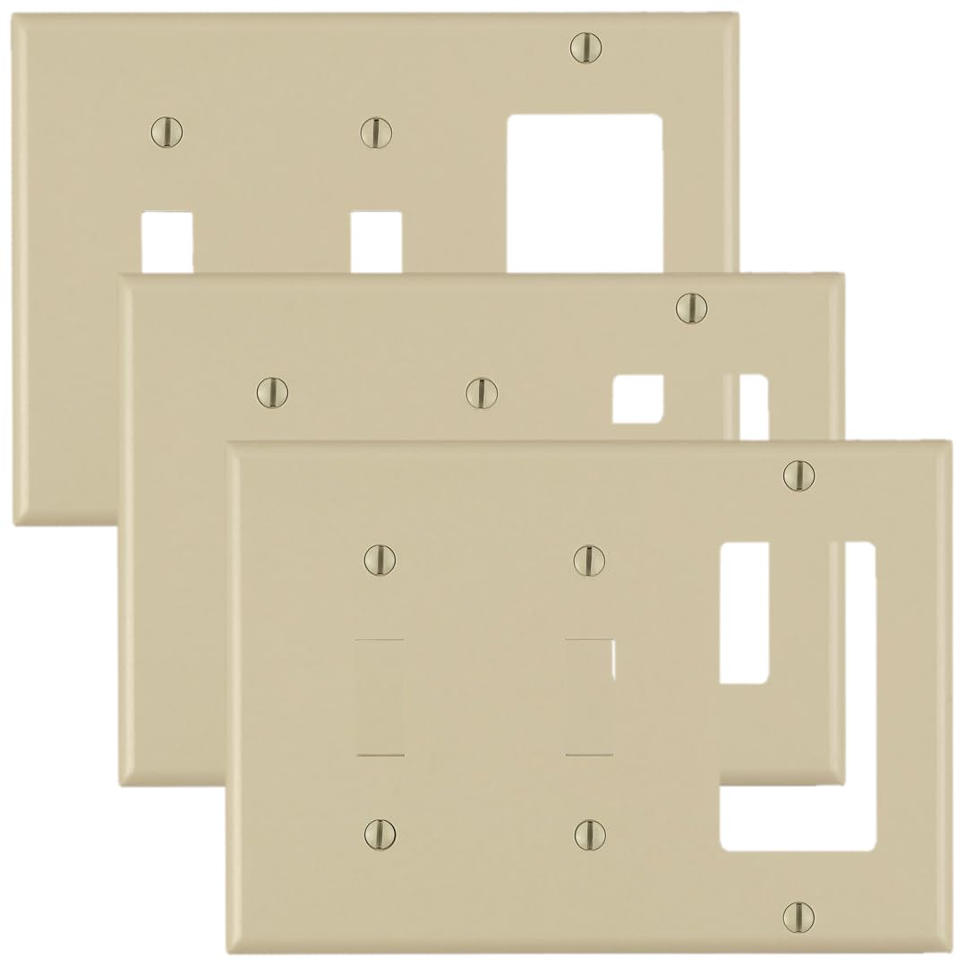 Leviton 80421-W 2-Toggle 1-Decora/GFCI Device Combination Wallplate