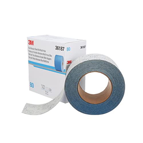 3M Stikit Blue Abrasive Sheet Roll, 36217, No Hole, 2.75 in x 20 yd, 80+ Grade, Automotive Sanding Roll Sandpaper for Coating Removal, Body Repair, Auto Sanding