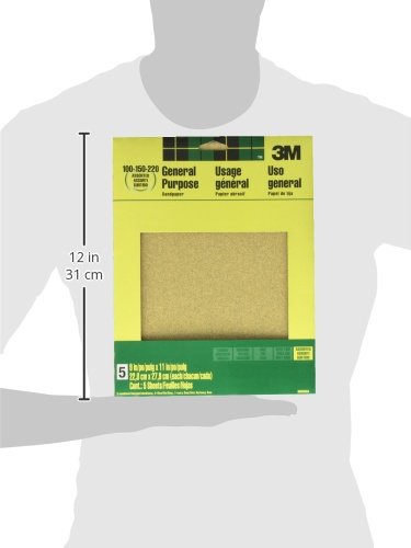 3M Aluminum Oxide Sandpaper, 5 Sheets, Assorted Grit 100-150-220, 9-in x 11-in, Multi-Purpose Abrasive Sanding Paper, For General Purpose Sanding On Paint, Wood and Metal (9005NA)
