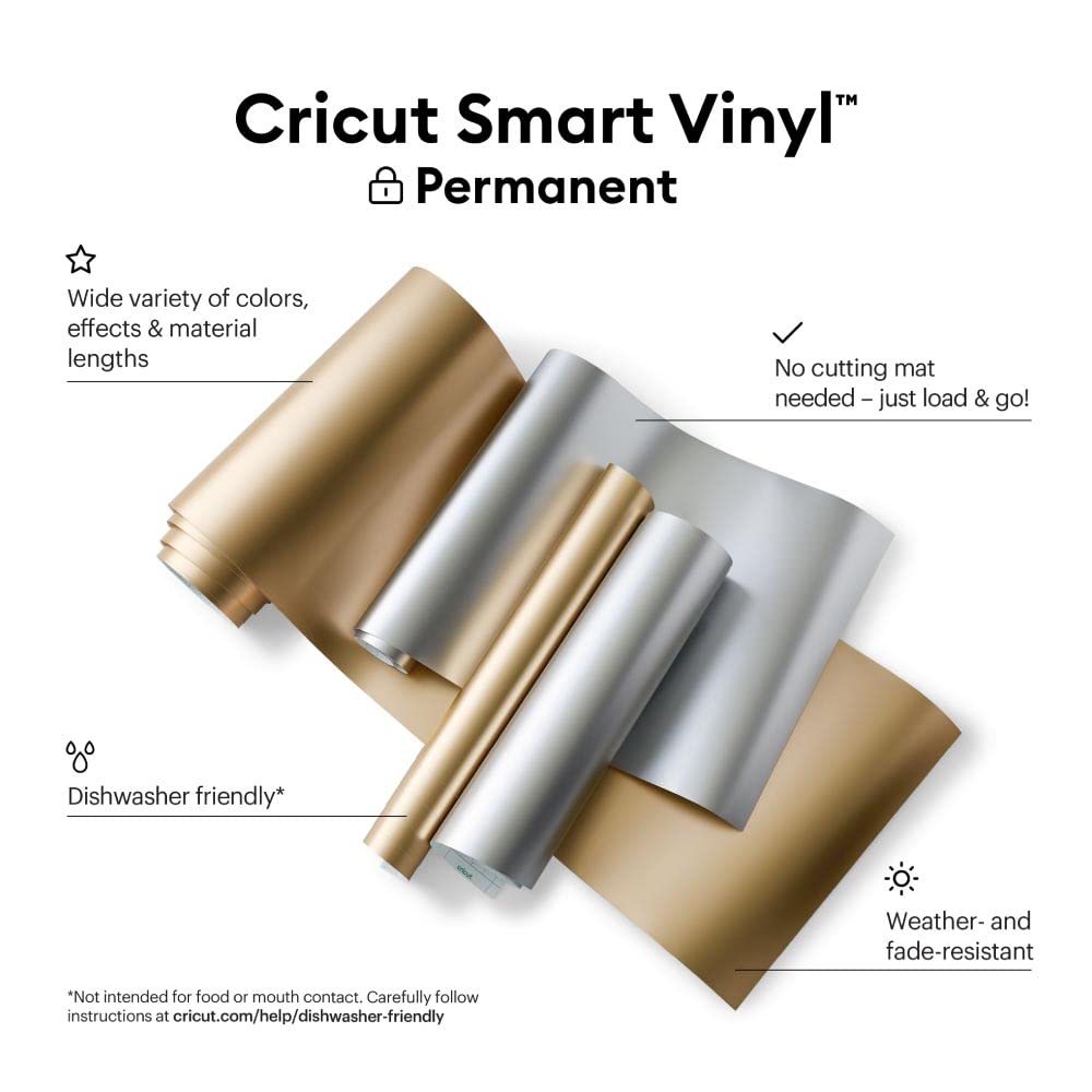 Cricut Smart Permanent Vinyl, White - 3ft Roll (13'x36') Adhesive Craft Vinyl - Matless cutting for cuts up to 12ft with Maker 3 / Explore 3 Machines