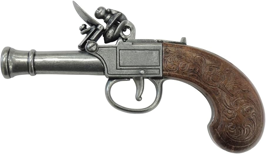 Denix Replica Colonial Pocket Flintlock Pistol Non Firing Gun, Gray