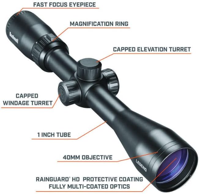 Bushnell Legend 3-9x40mm Illuminated Riflescope, Hunting Rifle Scope with Illuminated Multi-X Reticle