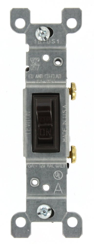 Leviton 1451-WCP 15-Amp, 120-Volt, Toggle Framed Single-Pole AC Quiet Switch, Residential Grade, Non-Grounding, White