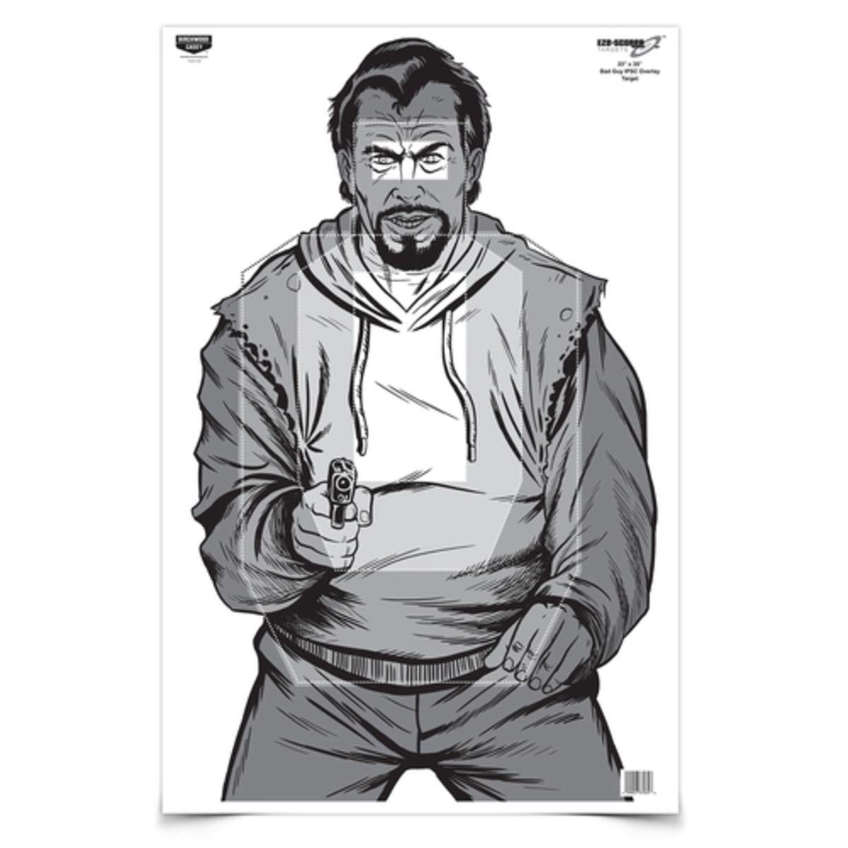 Birchwood Casey 23" x 35" Eze-Scorer Bad Guy Shoot-Up Brilliant White Paper Training Targets for Indoor and Outdoor Use