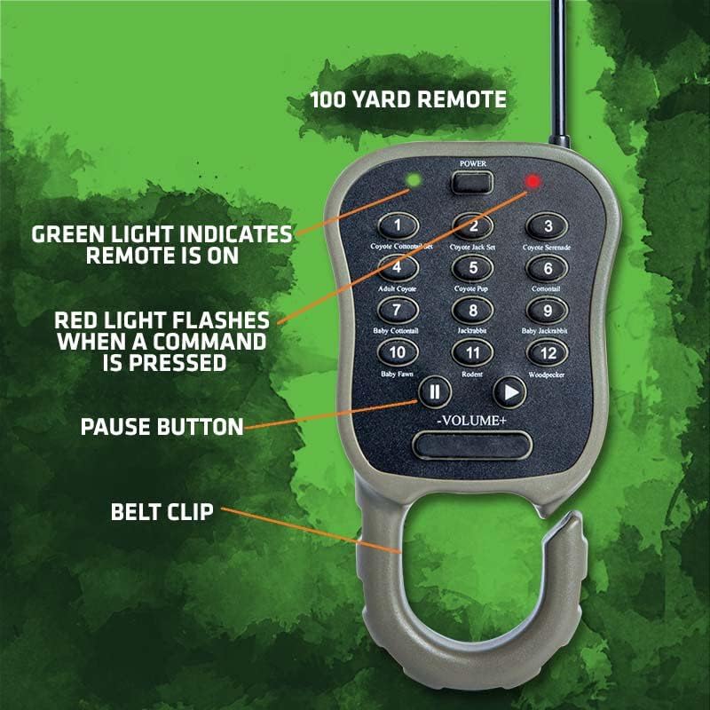 Primos Hunting Dogg Catcher 2 Electronic Predator Call with 100 Yard Remote and 12 Randy Anderson Sounds 3851,Multi
