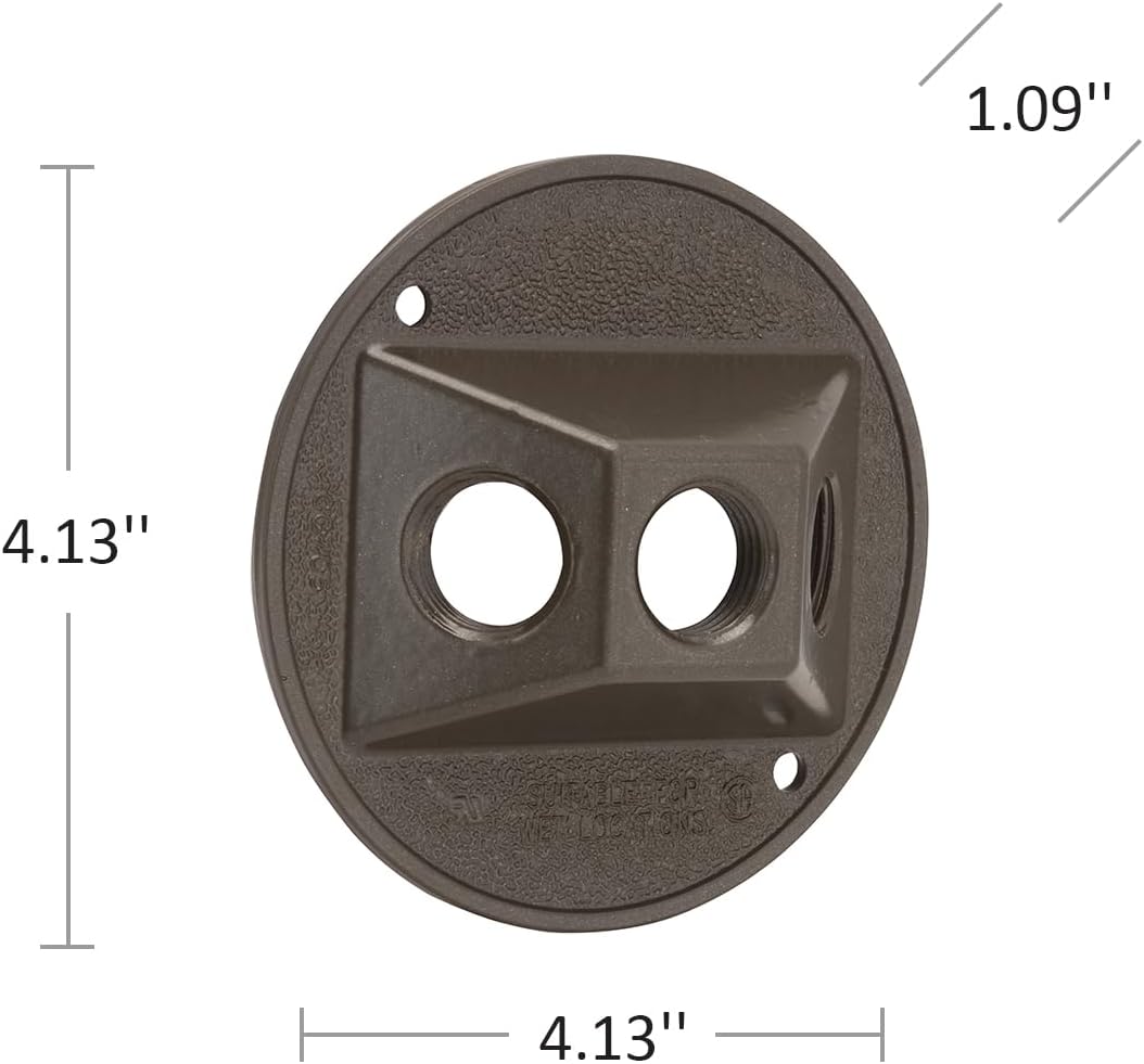 Hubbell-Raco 5197-2 Round Cluster Cover, for Use with Weatherproof Boxes, Die Cast Zinc, Powder Coated