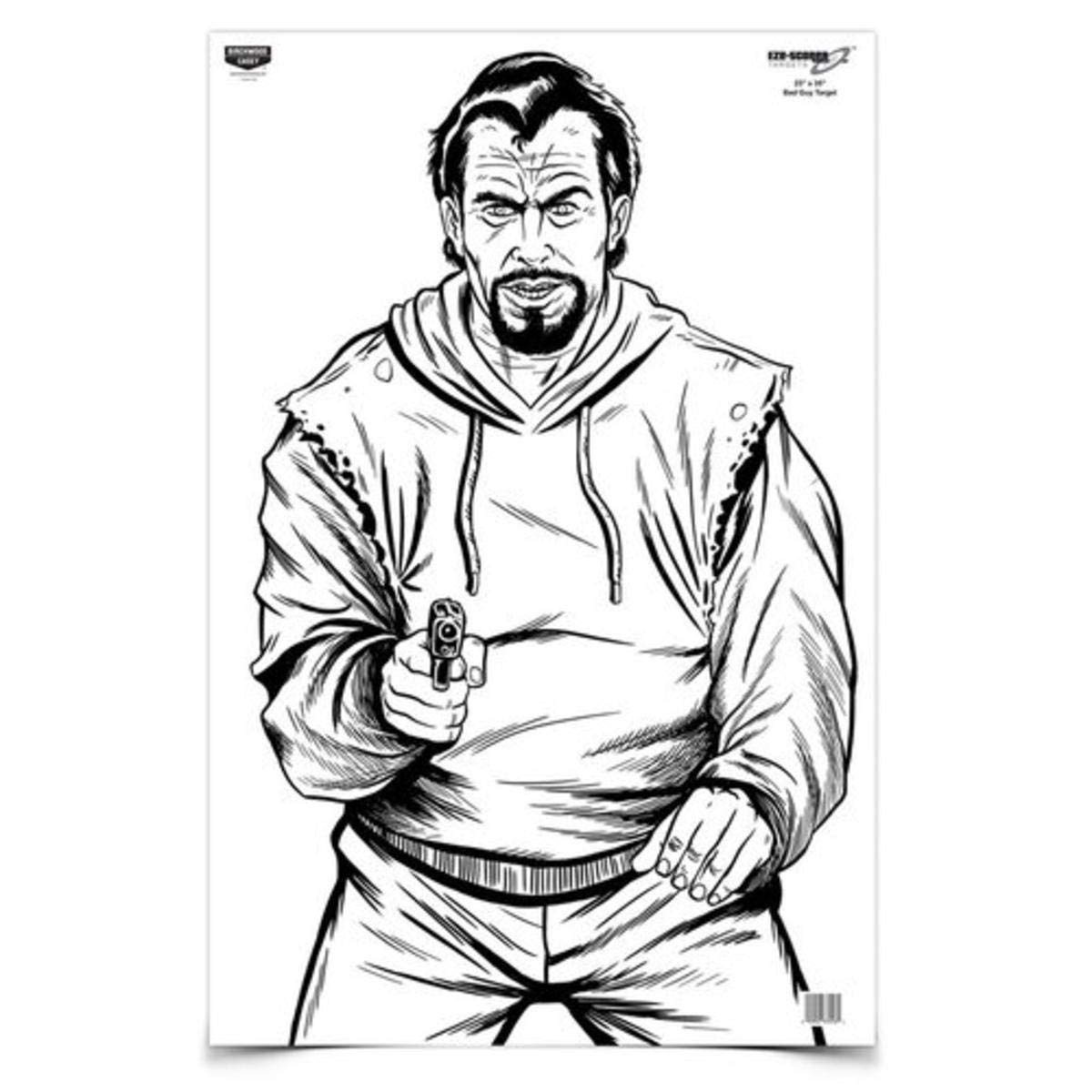 Birchwood Casey 23" x 35" Eze-Scorer Bad Guy Shoot-Up Brilliant White Paper Training Targets for Indoor and Outdoor Use