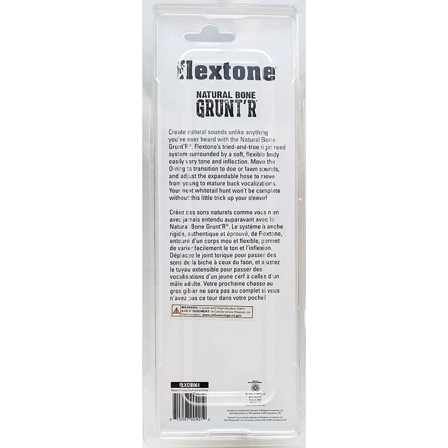 Flextone Hunting Realistic Mature & Young Buck Sounds Natural Bone Grunt’R Easy To Use Whitetail Deer Game Call