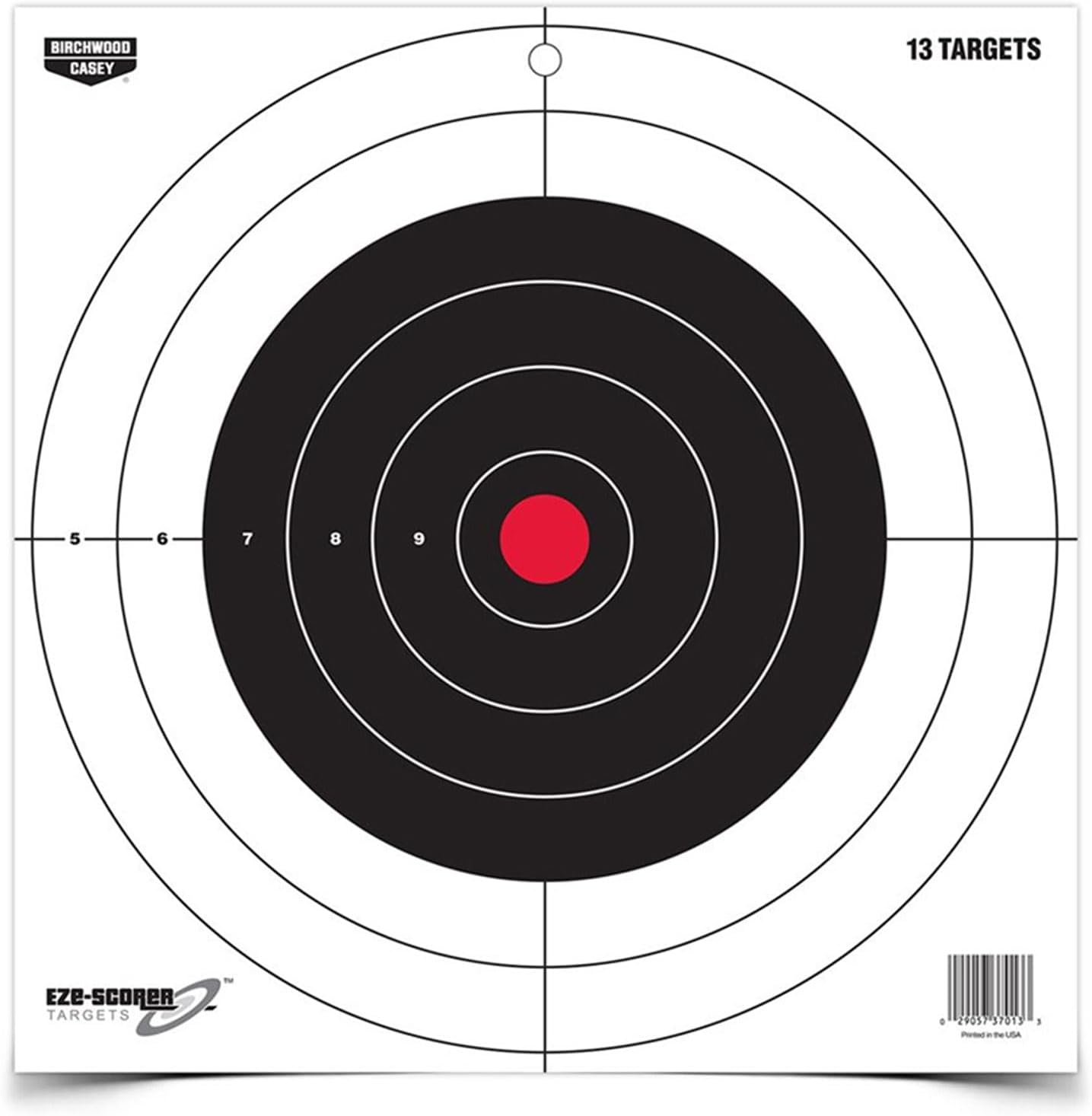 BIRCHWOOD CASEY 12" Eze-Scorer Bull's-Eye Practice Shoot-Up Brilliant White Paper Targets for Indoor and Outdoor Use, 13 Targets