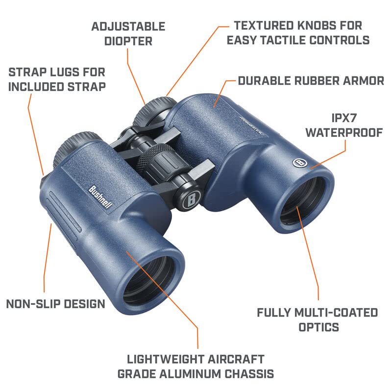 Bushnell H2O 10x42mm Binoculars, Waterproof and Fogproof Binoculars for Boating, Hiking, and Camping, Multi