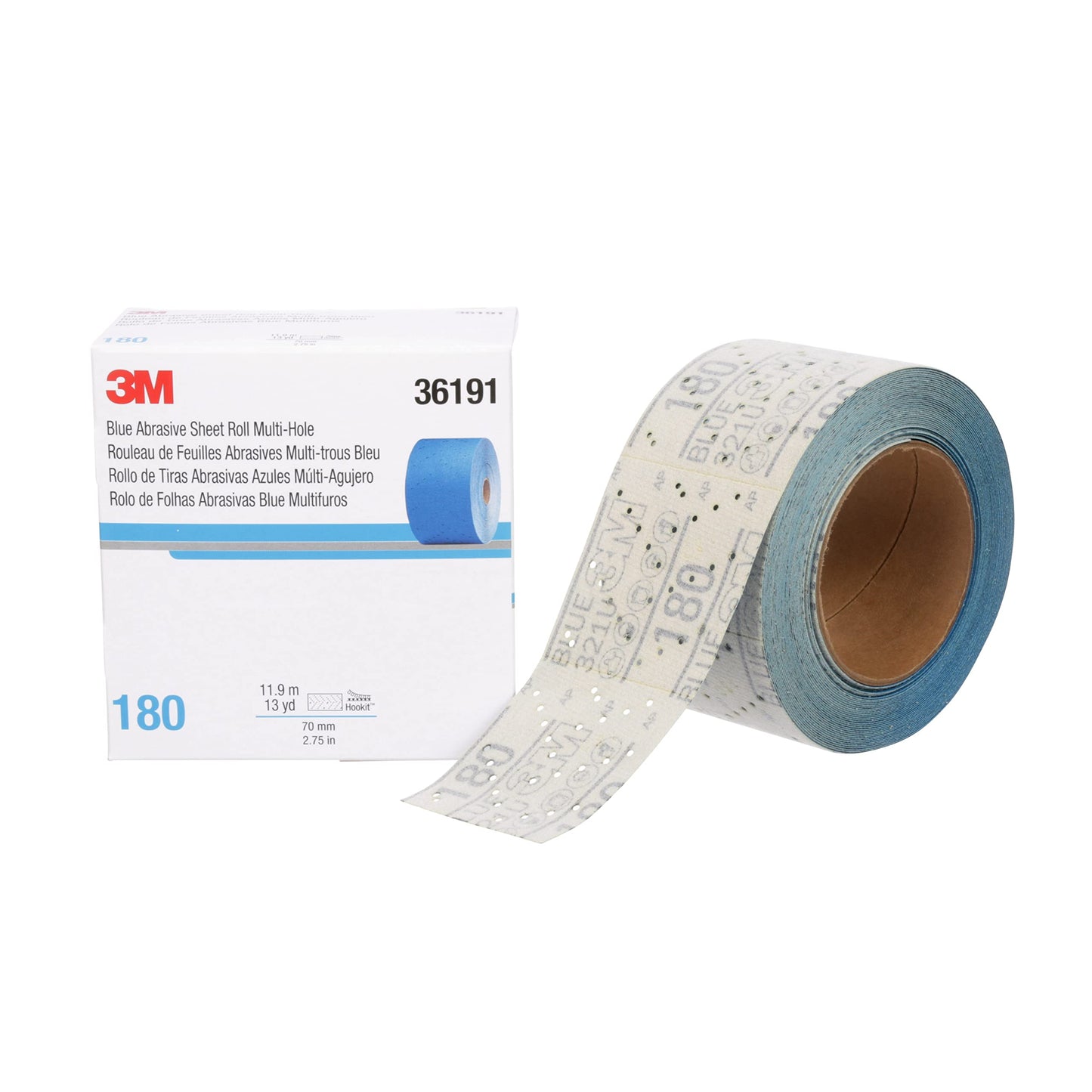 3M Stikit Blue Abrasive Sheet Roll, 36217, No Hole, 2.75 in x 20 yd, 80+ Grade, Automotive Sanding Roll Sandpaper for Coating Removal, Body Repair, Auto Sanding