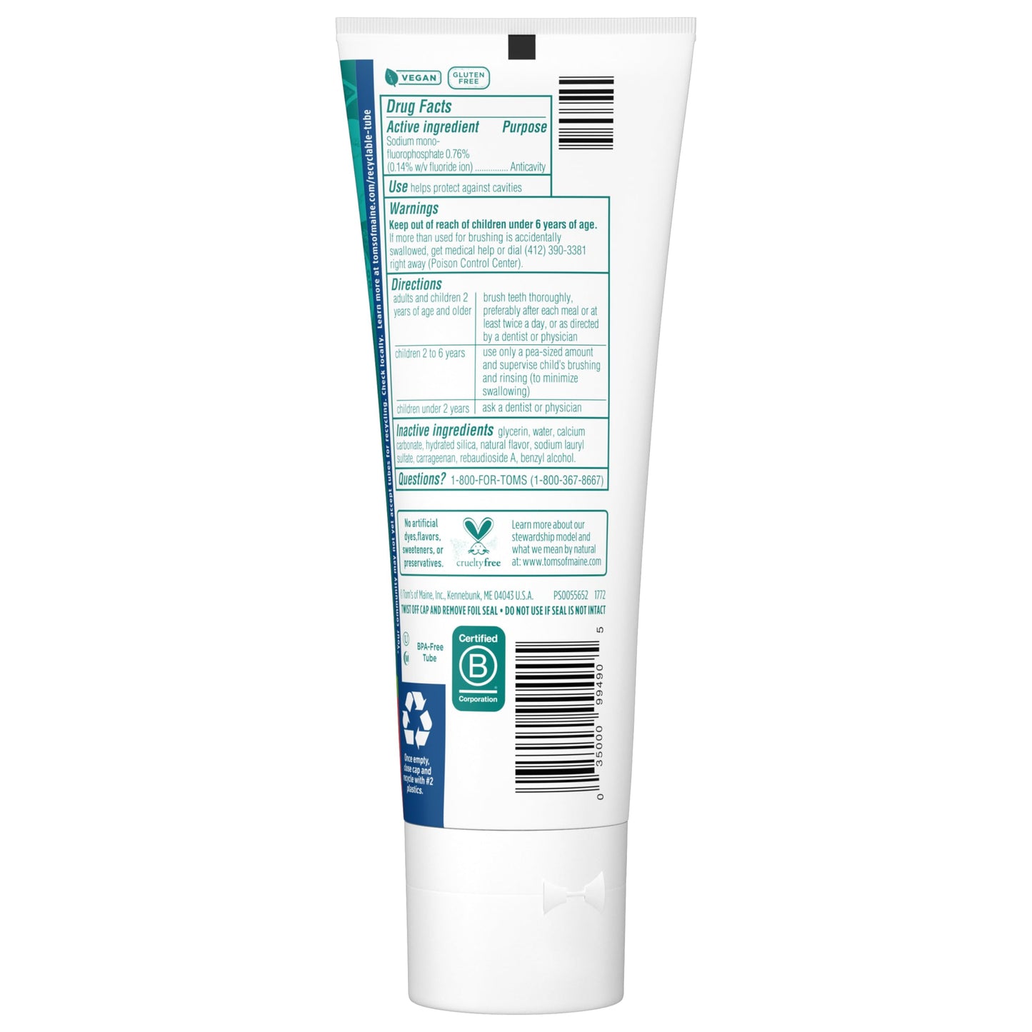 Tom's of Maine ADA Approved Fluoride Children's Toothpaste, Natural Toothpaste, Dye Free, No Artificial Preservatives, Silly Strawberry, 5.1 oz. 3-Pack (Packaging May Vary)