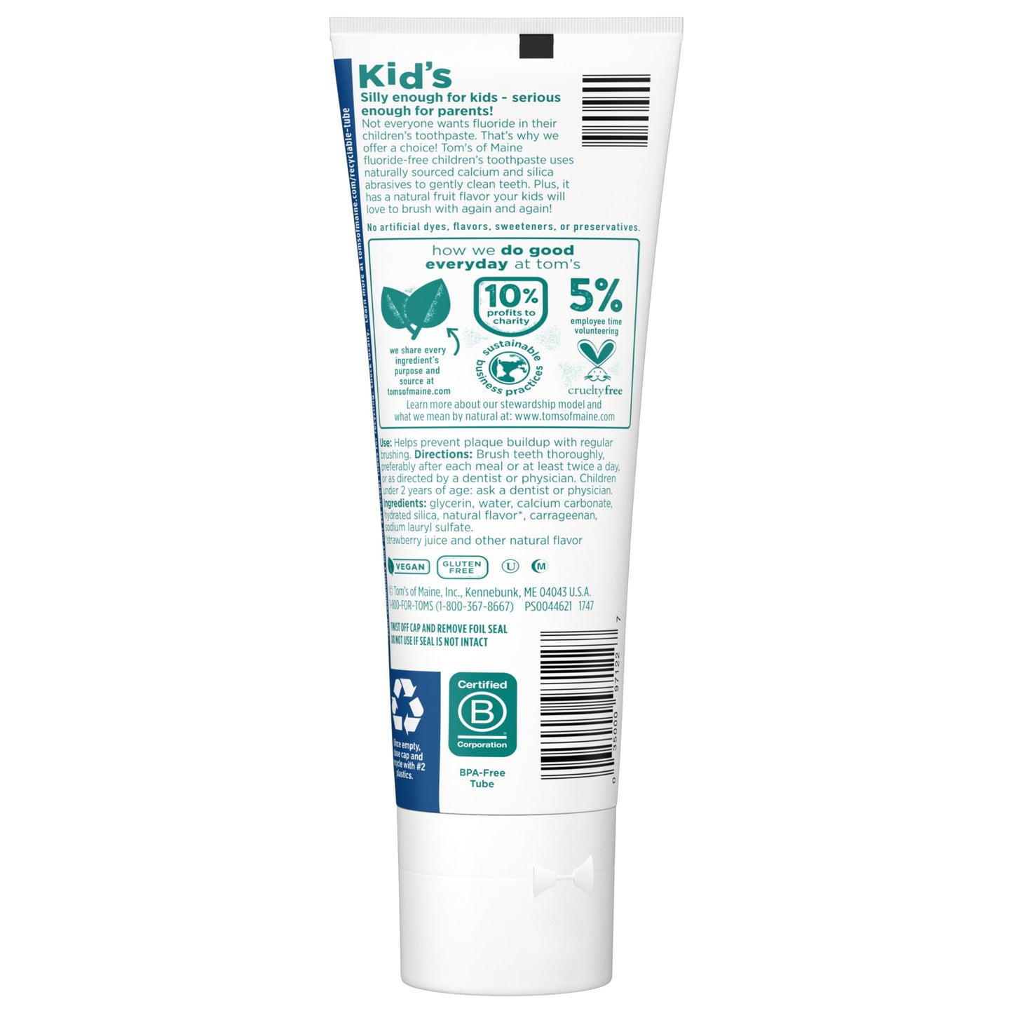 Tom's of Maine ADA Approved Fluoride Children's Toothpaste, Natural Toothpaste, Dye Free, No Artificial Preservatives, Silly Strawberry, 5.1 oz. 3-Pack (Packaging May Vary)