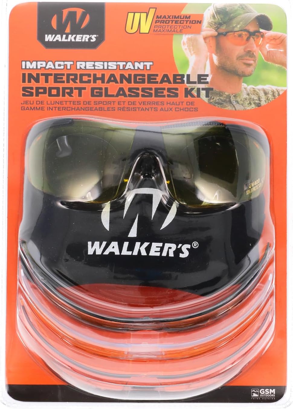 Walker's Sport Glasses with 4 Interchangeable Lens, Impact-Resistant Durable Hunting Shooting Eye Safety Combo Kit - Includes Storage Pouch, Sleeve & Weatherproof Case