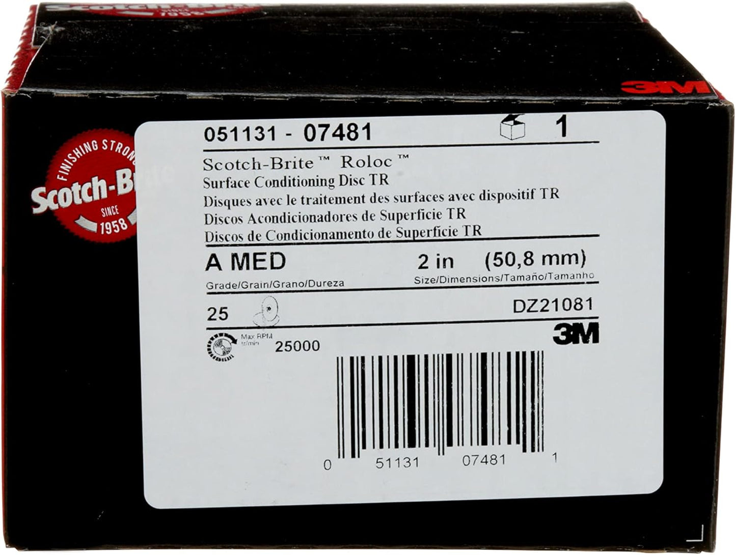 3M Scotch-Brite Roloc Surface Conditioning Disc, TR 07481, 2 in x NH A MED, 25 per box
