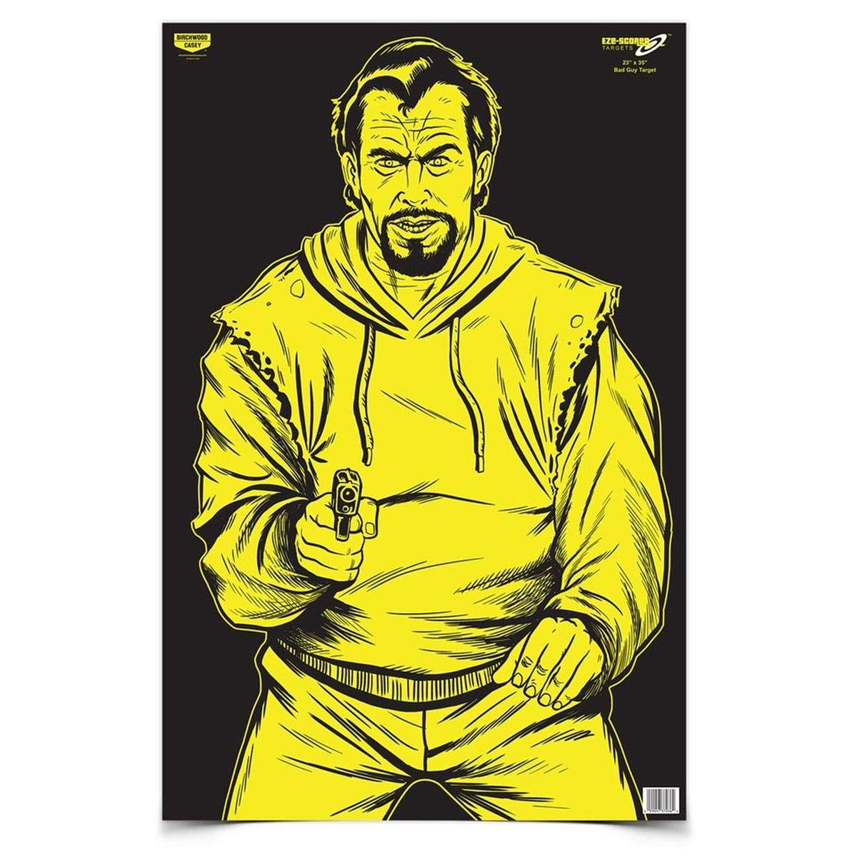 Birchwood Casey 23" x 35" Eze-Scorer Bad Guy Shoot-Up Brilliant White Paper Training Targets for Indoor and Outdoor Use