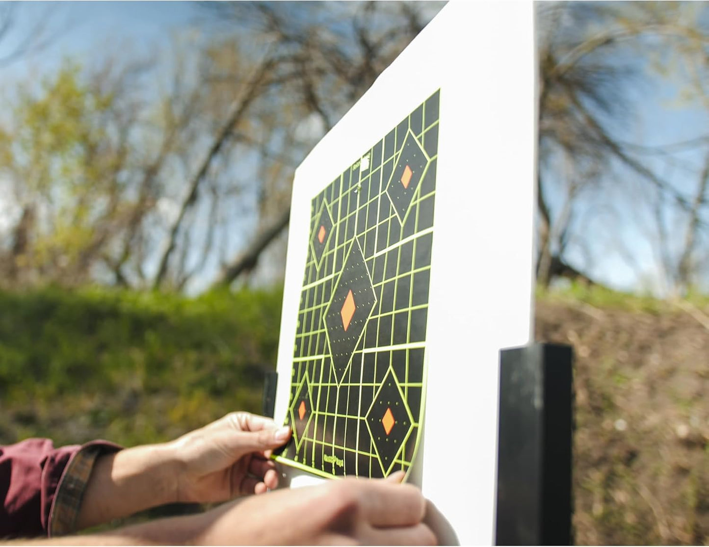 BIRCHWOOD CASEY Shoot-N-C 12" Sight-In Reactive Target - Highly Visible Instant Feedback Self-Adhesive Shooting Target Stickers with Repair Pasters - 12 Targets, 144 Pasters