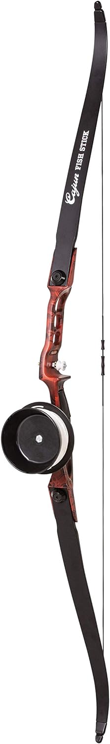 Cajun Bowfishing Fish Stick Bowfishing Bow Package with Drum Reel, Roller Rest, and Piranha Point Arrow, Right Hand, Red