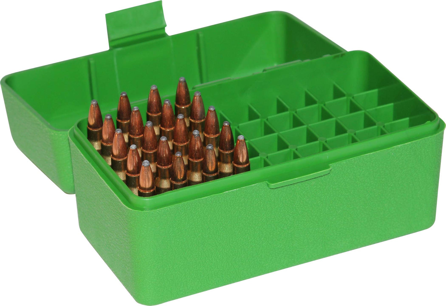 MTM RS-50-10 50 Round Flip-Top Rifle Ammo Box .222 to .222 Mag, USA Made, Green