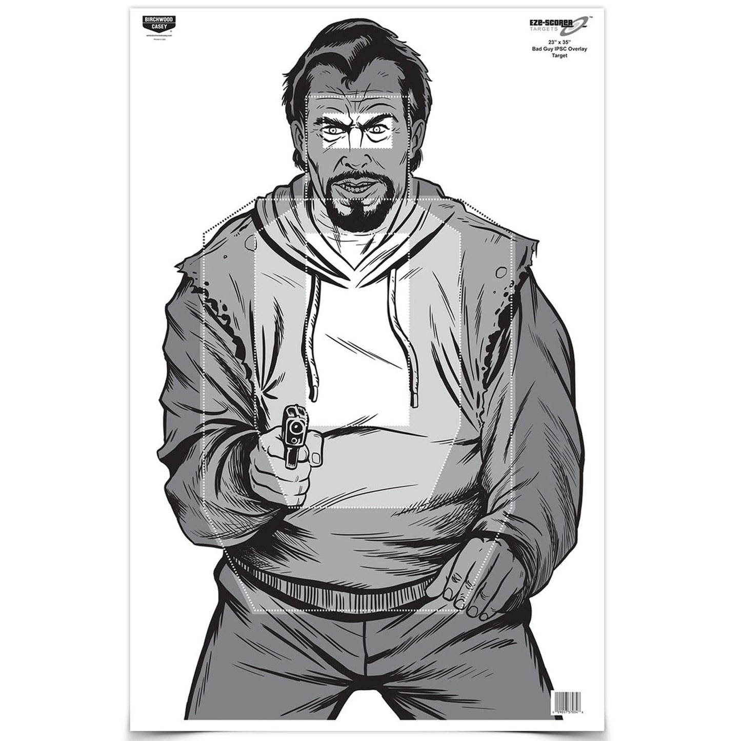 Birchwood Casey 23" x 35" Eze-Scorer Bad Guy Shoot-Up Brilliant White Paper Training Targets for Indoor and Outdoor Use