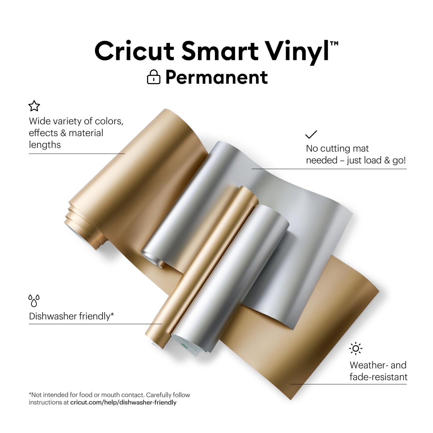 Cricut Smart Permanent Vinyl, White - 3ft Roll (13'x36') Adhesive Craft Vinyl - Matless cutting for cuts up to 12ft with Maker 3 / Explore 3 Machines