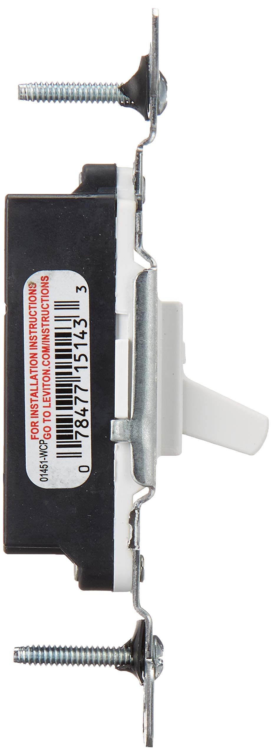 Leviton 1451-WCP 15-Amp, 120-Volt, Toggle Framed Single-Pole AC Quiet Switch, Residential Grade, Non-Grounding, White
