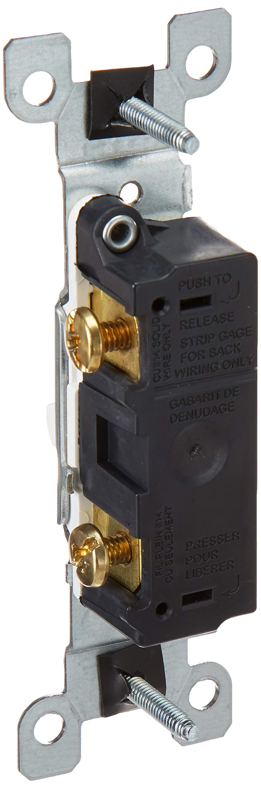 Leviton 1451-WCP 15-Amp, 120-Volt, Toggle Framed Single-Pole AC Quiet Switch, Residential Grade, Non-Grounding, White
