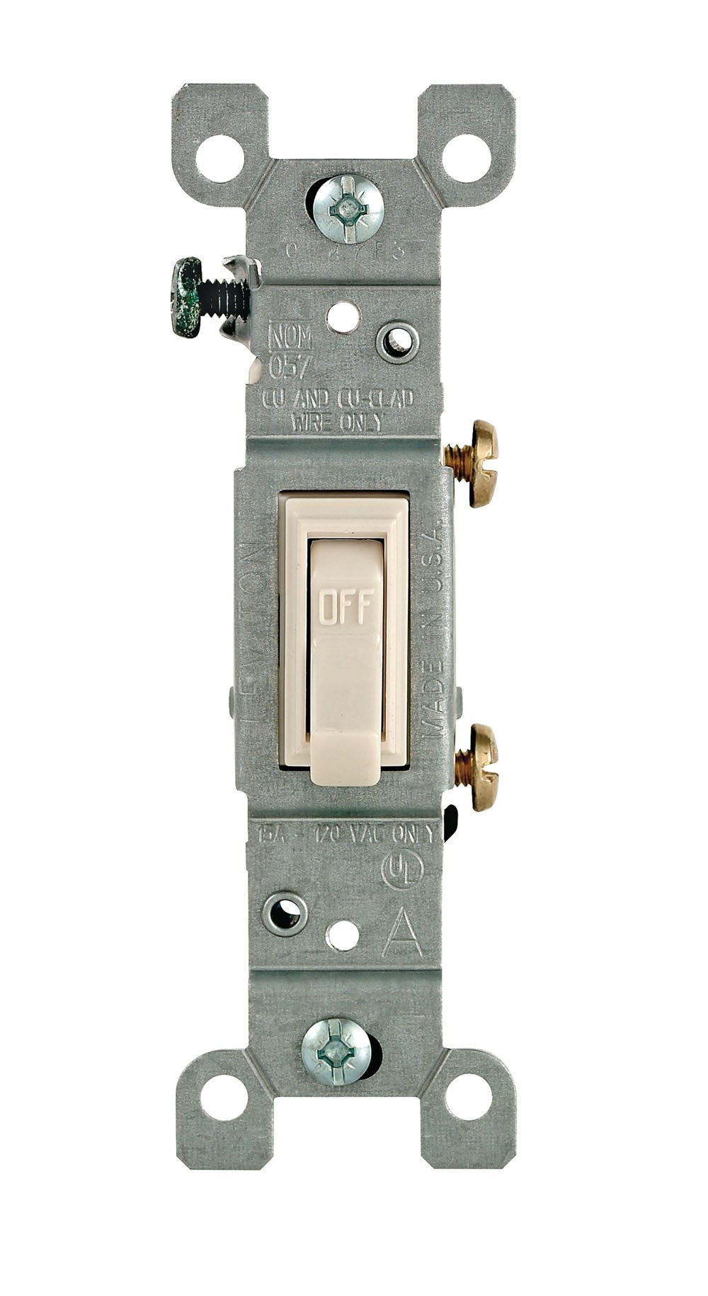 Leviton 1451-WCP 15-Amp, 120-Volt, Toggle Framed Single-Pole AC Quiet Switch, Residential Grade, Non-Grounding, White