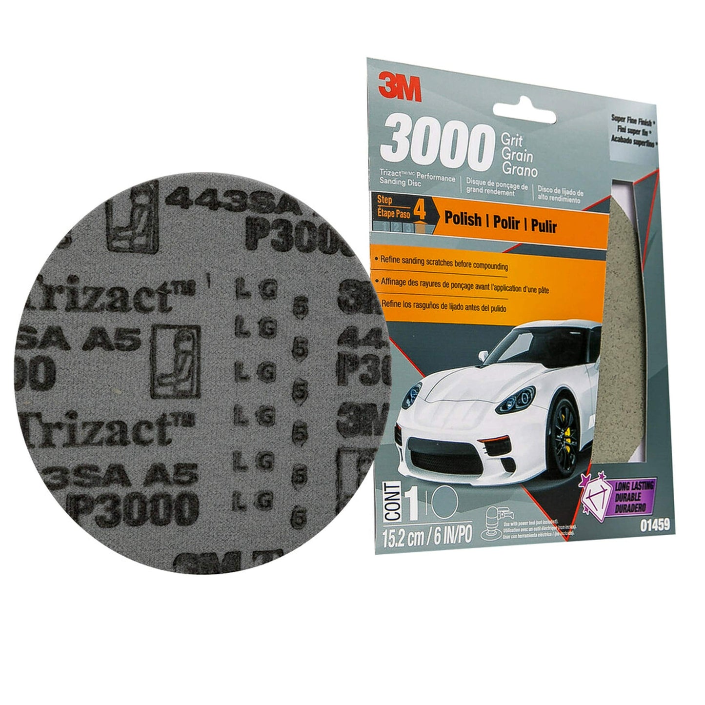 3M Performance 3000 Grit Sandpaper, 3-2/3 in x 9 in, Polish Clear Coat and Paint, Restore Shine, Ideal for Detailed Finishing and Polishing, Very Fine Grade Abrasive for Refined Finishes (03064)
