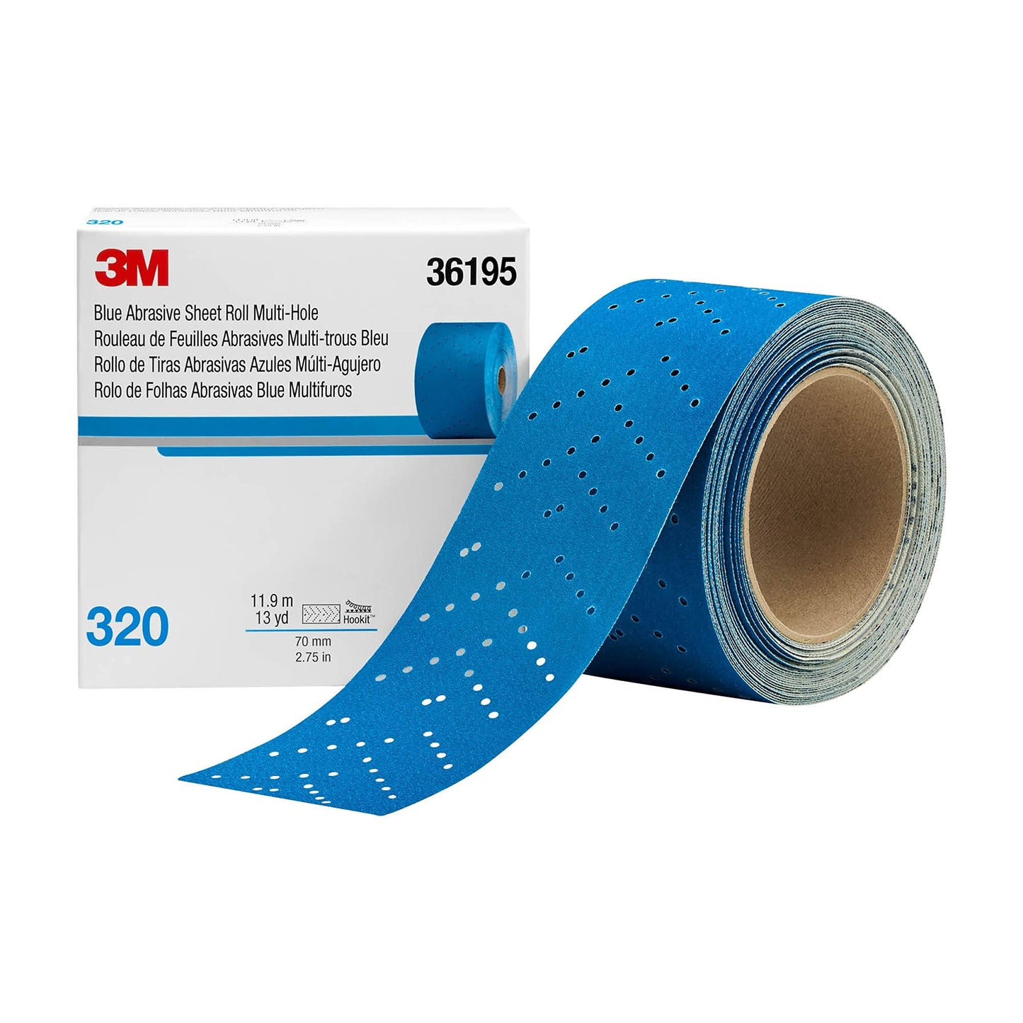 3M Stikit Blue Abrasive Sheet Roll, 36217, No Hole, 2.75 in x 20 yd, 80+ Grade, Automotive Sanding Roll Sandpaper for Coating Removal, Body Repair, Auto Sanding