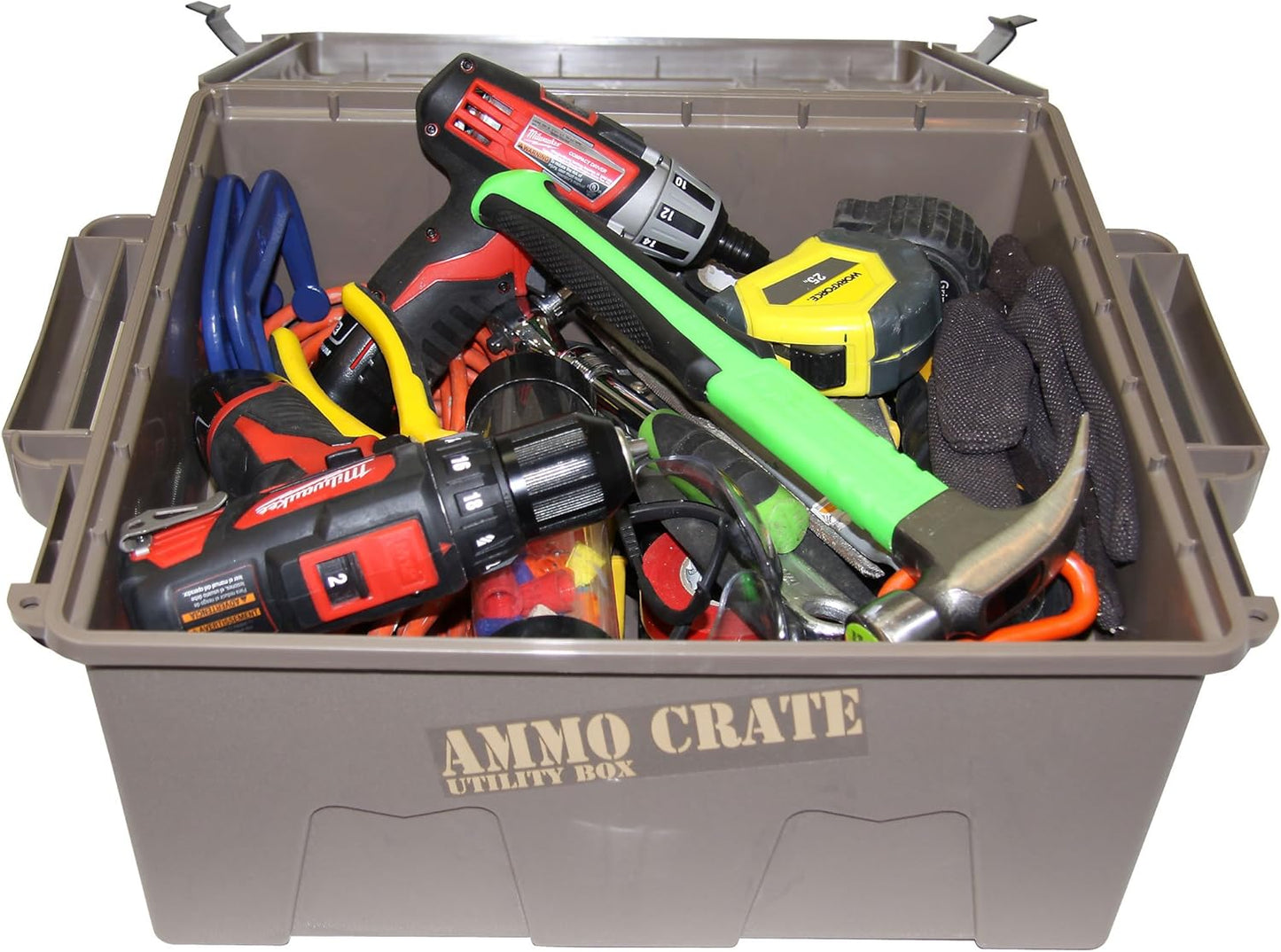 MTM ACR8-72 Ammo Crate Utility Box | Ammo, Survival or Hunting Gear Storage | O-Ring Seal for Water Resistant Dry Storage | Double Padlock tapped for Security | Carries 85lbs of Gear | Dark Earth