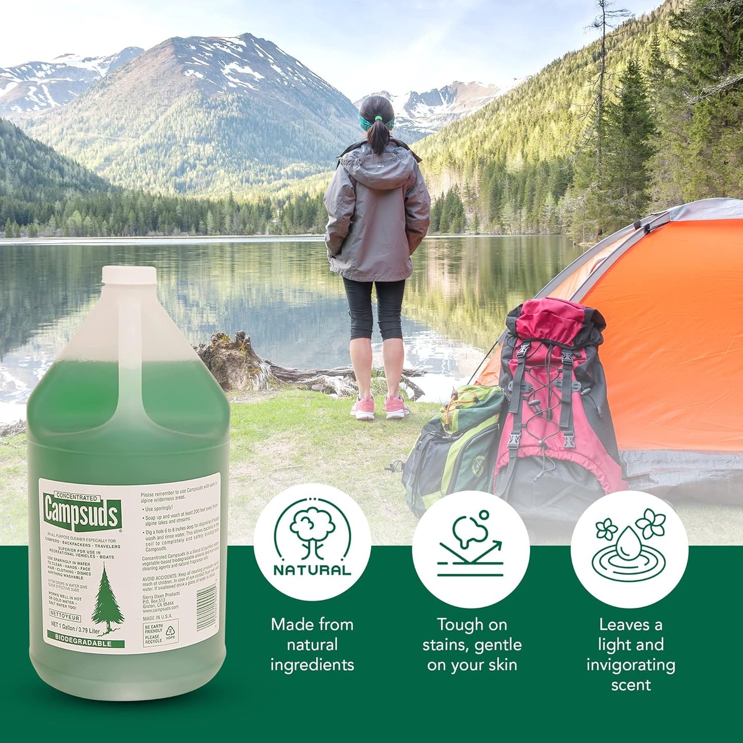 Sierra Dawn Outdoor Soap - Premium Biodegradable Camping & Backpacking Essential - All-Purpose Natural Soap for Dishes, Clothes & Personal Care - Trusted by Outdoor Enthusiasts, 1 Gallon