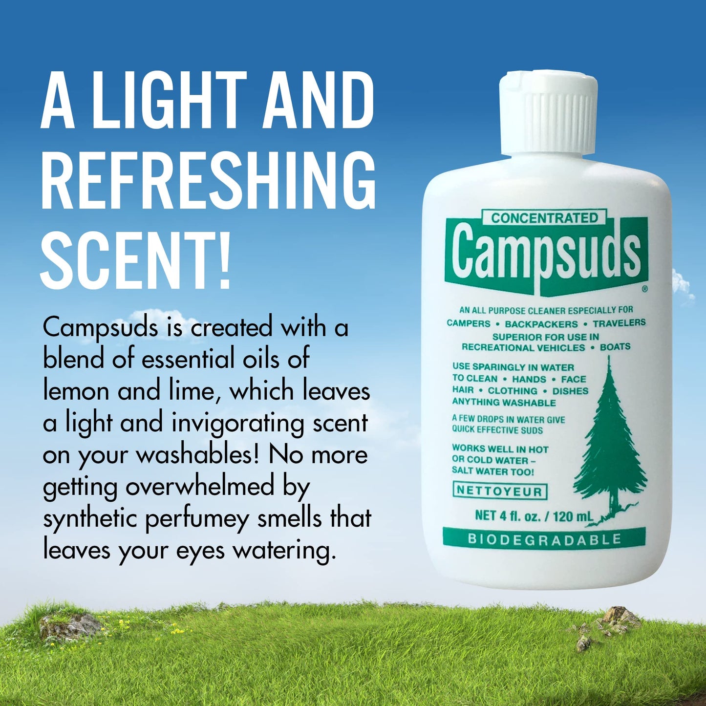 Sierra Dawn Campsuds Biodegradable Soap – All Purpose Cleaner for Camping, Hiking, Backpacking, Household – Perfect Liquid Soap for Camping Dishes, Shower, Shampoo, Hand