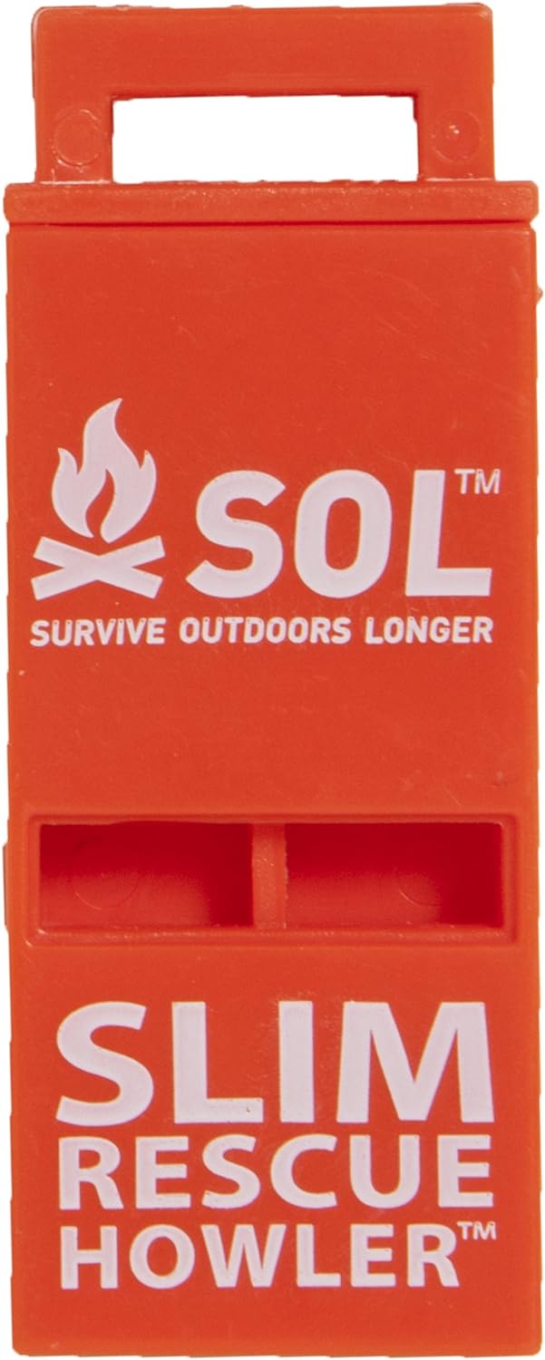 S.O.L. Survive Outdoors Longer Slim Rescue Howler Whistle (2-Count), Orange, Model:AD0010