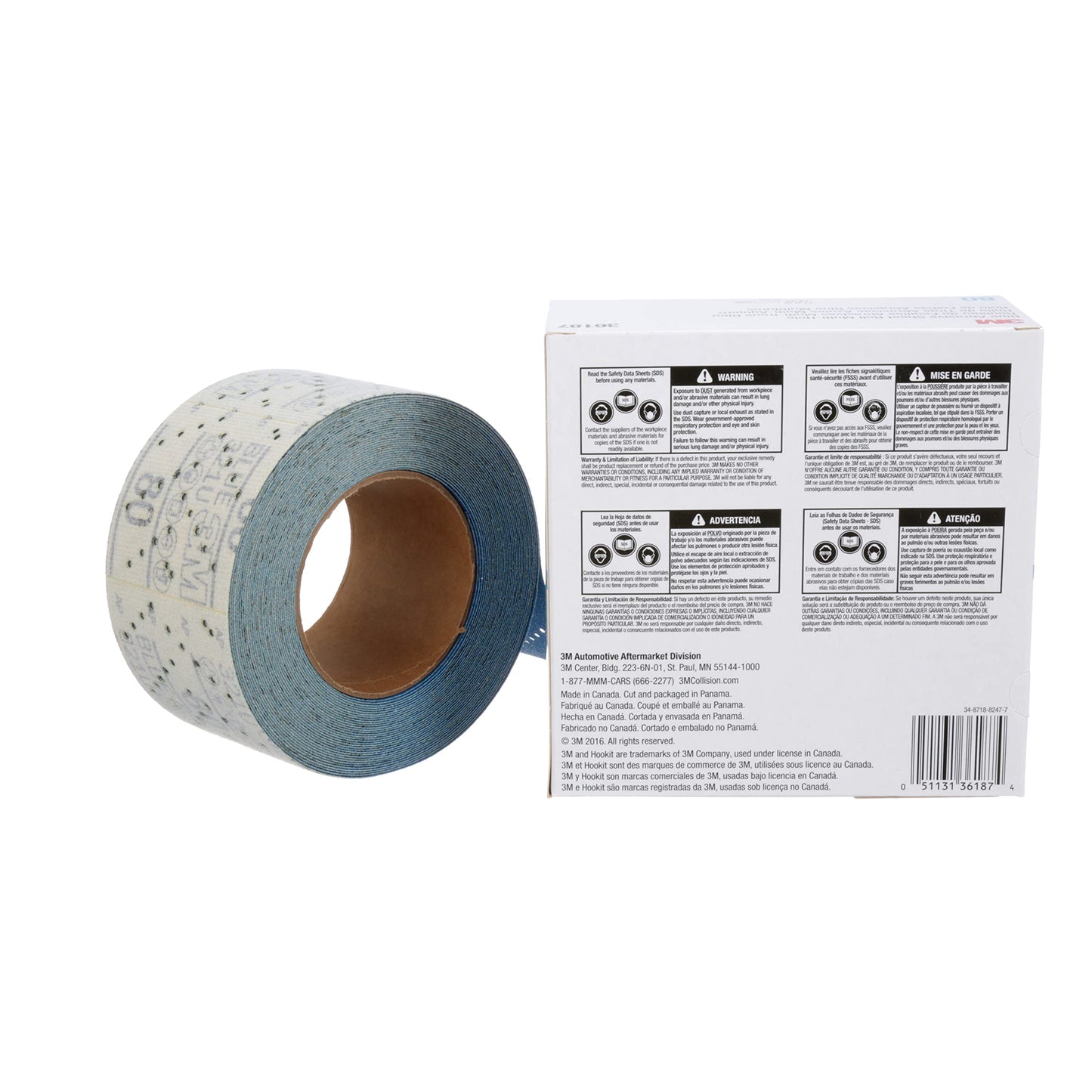 3M Stikit Blue Abrasive Sheet Roll, 36217, No Hole, 2.75 in x 20 yd, 80+ Grade, Automotive Sanding Roll Sandpaper for Coating Removal, Body Repair, Auto Sanding
