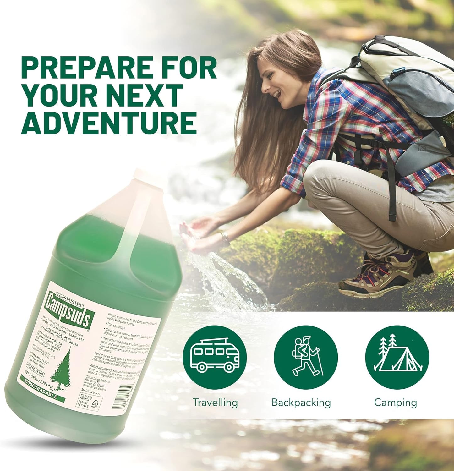 Sierra Dawn Outdoor Soap - Premium Biodegradable Camping & Backpacking Essential - All-Purpose Natural Soap for Dishes, Clothes & Personal Care - Trusted by Outdoor Enthusiasts, 1 Gallon