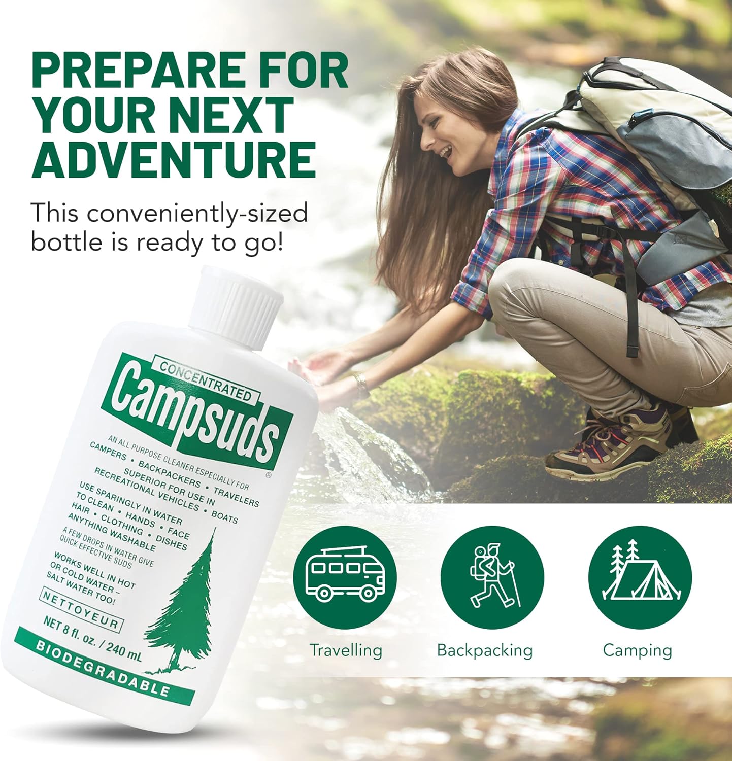 Sierra Dawn Outdoor Soap - Premium Biodegradable Camping & Backpacking Essential - All-Purpose Natural Soap for Dishes, Clothes & Personal Care - Trusted by Outdoor Enthusiasts, 8 Ounce, 3 Bottles