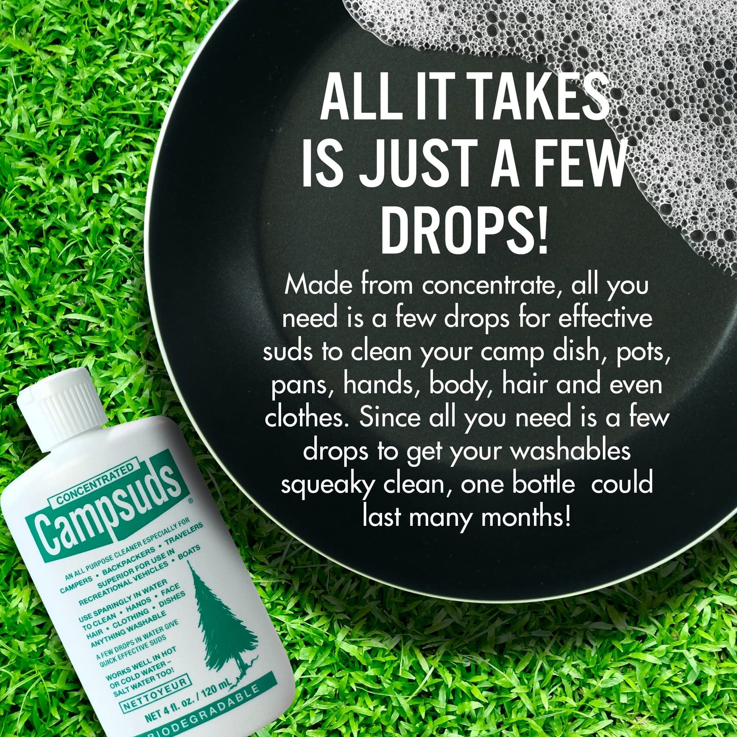 Sierra Dawn Campsuds Biodegradable Soap – All Purpose Cleaner for Camping, Hiking, Backpacking, Household – Perfect Liquid Soap for Camping Dishes, Shower, Shampoo, Hand
