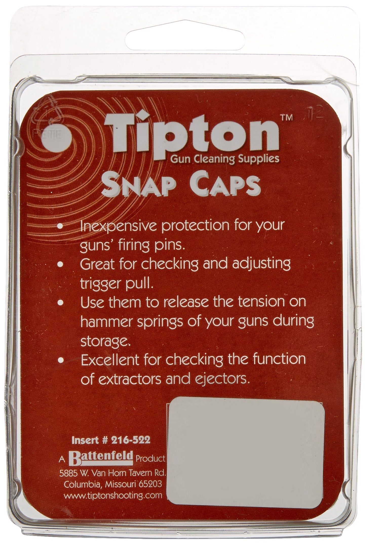 Tipton Pistol Snap Caps with False Primer and Reusable Design for Dry-Firing, Gun Maintenance, Gun Storage