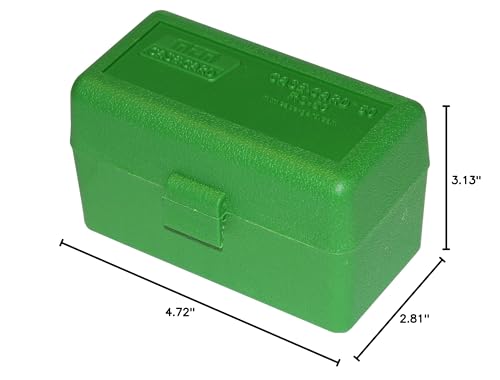 MTM RS-50-10 50 Round Flip-Top Rifle Ammo Box .222 to .222 Mag, USA Made, Green