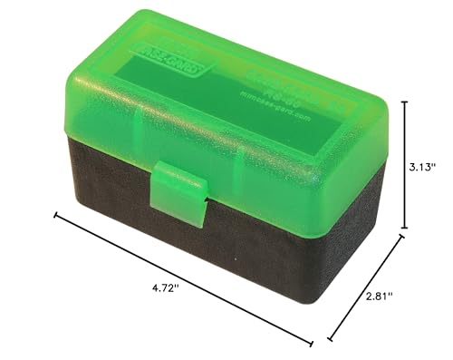 MTM RS-50-10 50 Round Flip-Top Rifle Ammo Box .222 to .222 Mag, USA Made, Green