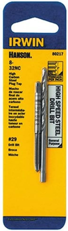 IRWIN Drill And Tap Set, 8-32 NC Tap and No. 29 Drill Bit (80217)