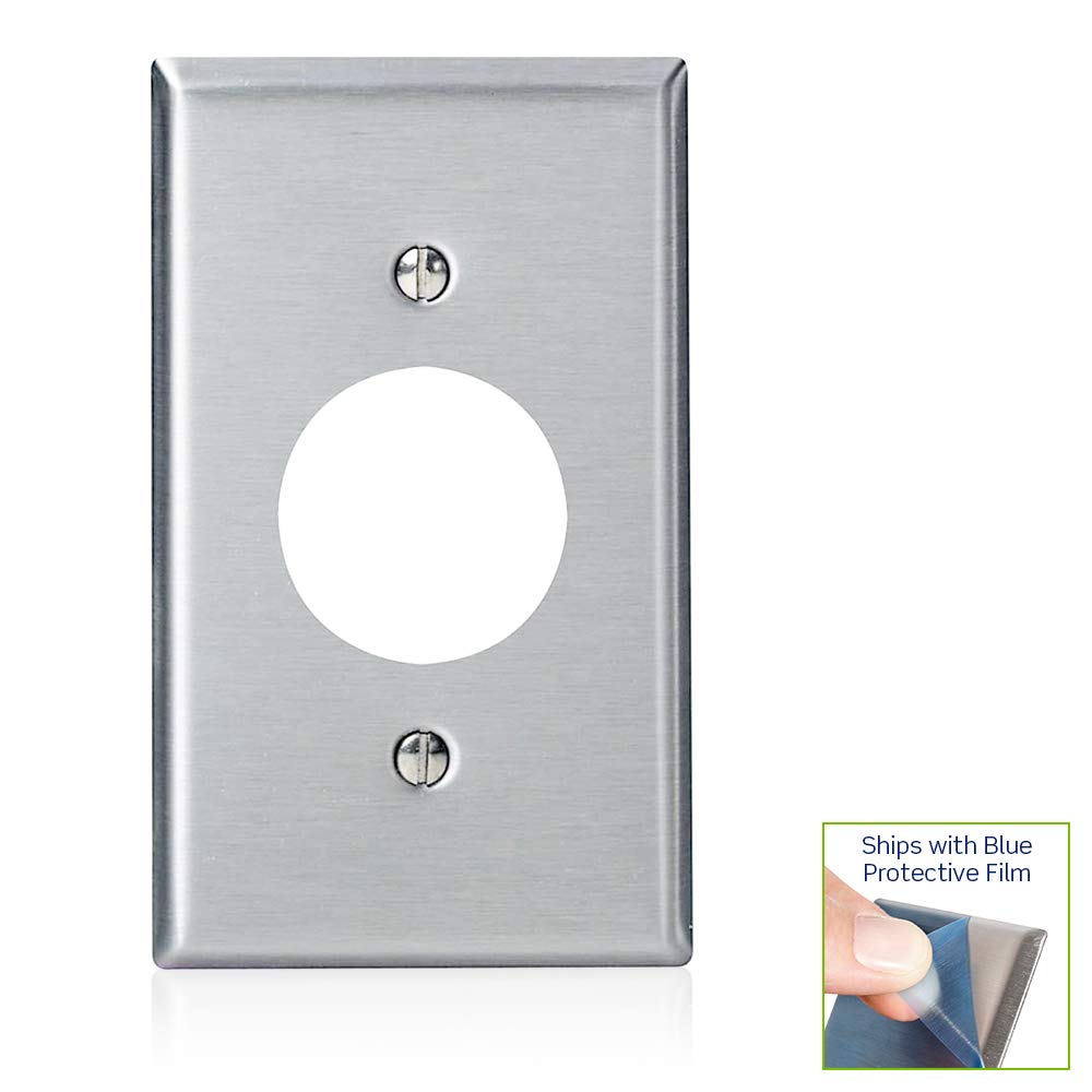 Leviton 84004-40 1-Gang, Single 1.406-Inch Hole Device Receptacle Wallplate, Standard Size, Device Mount, Stainless Steel