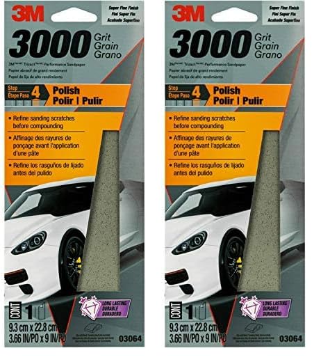 3M Performance 3000 Grit Sandpaper, 3-2/3 in x 9 in, Polish Clear Coat and Paint, Restore Shine, Ideal for Detailed Finishing and Polishing, Very Fine Grade Abrasive for Refined Finishes (03064)