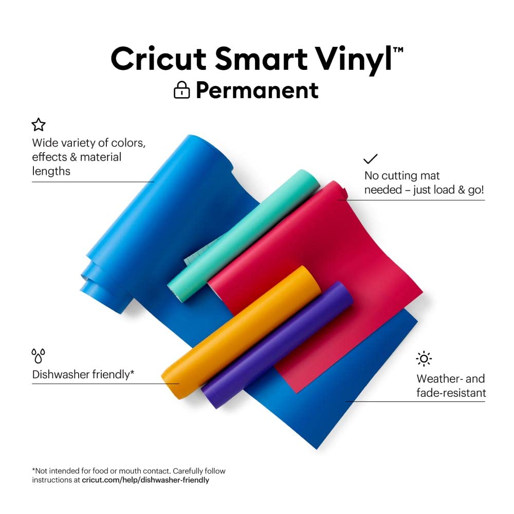 Cricut Smart Permanent Vinyl, White - 3ft Roll (13'x36') Adhesive Craft Vinyl - Matless cutting for cuts up to 12ft with Maker 3 / Explore 3 Machines