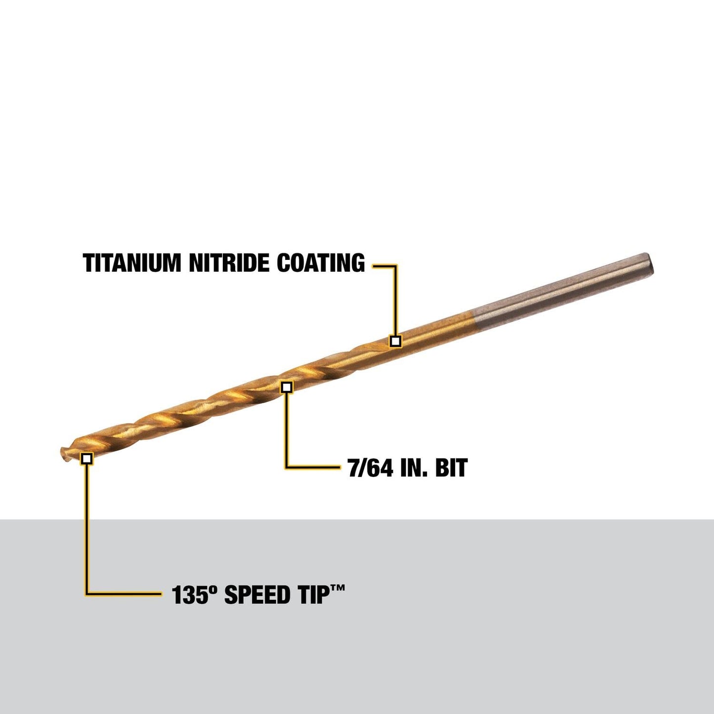DEWALT DW1305 5/64-Inch Titanium Nitride Split Point Twist Drill Bit,Gold