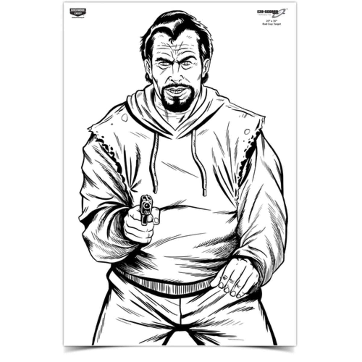 Birchwood Casey 23" x 35" Eze-Scorer Bad Guy Shoot-Up Brilliant White Paper Training Targets for Indoor and Outdoor Use