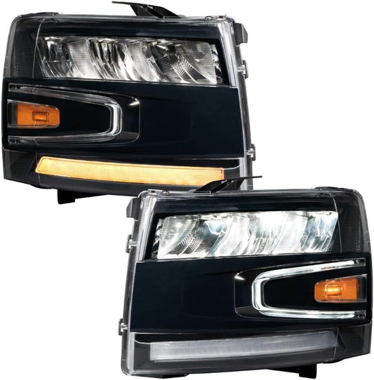 Sequential LED Reflector Headlights compatible with Chevrolet Silverado 2007-2013 (pair)