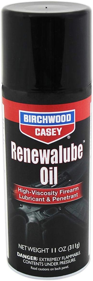 Birchwood Casey Renewalube Gun Oil | Biodegradable Anti-Corrosion High-Viscosity Gun Lubricant for Friction Reduction & Gun Parts Protection, 11-Ounce Aerosol Can